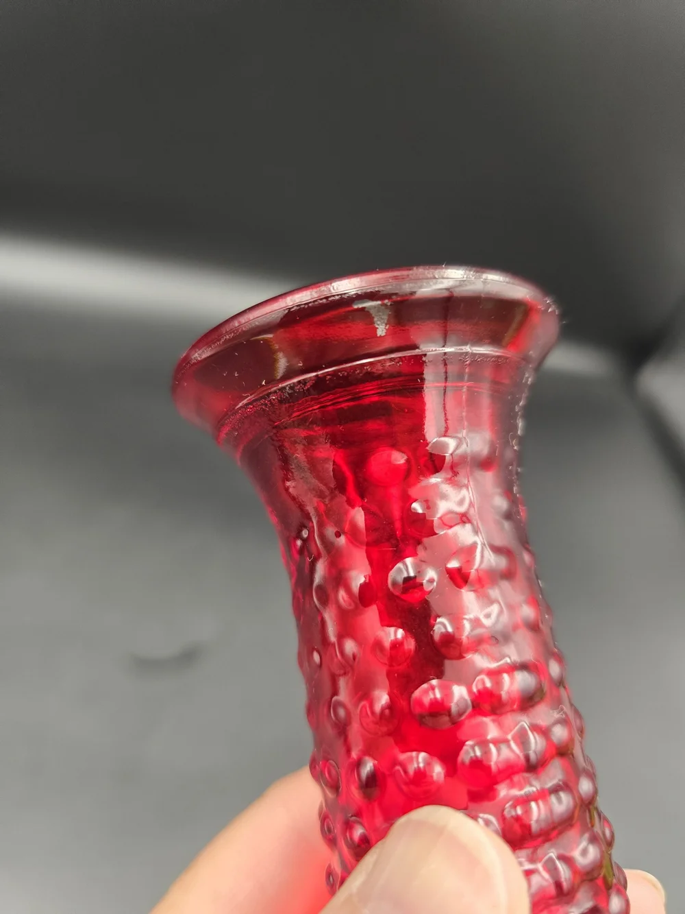 Red Hobnail Bud Vase - Decorative Glass Accent